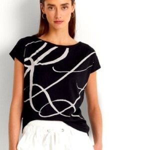 New Ralph Lauren Black and Cream Short Sleeve Tee size S